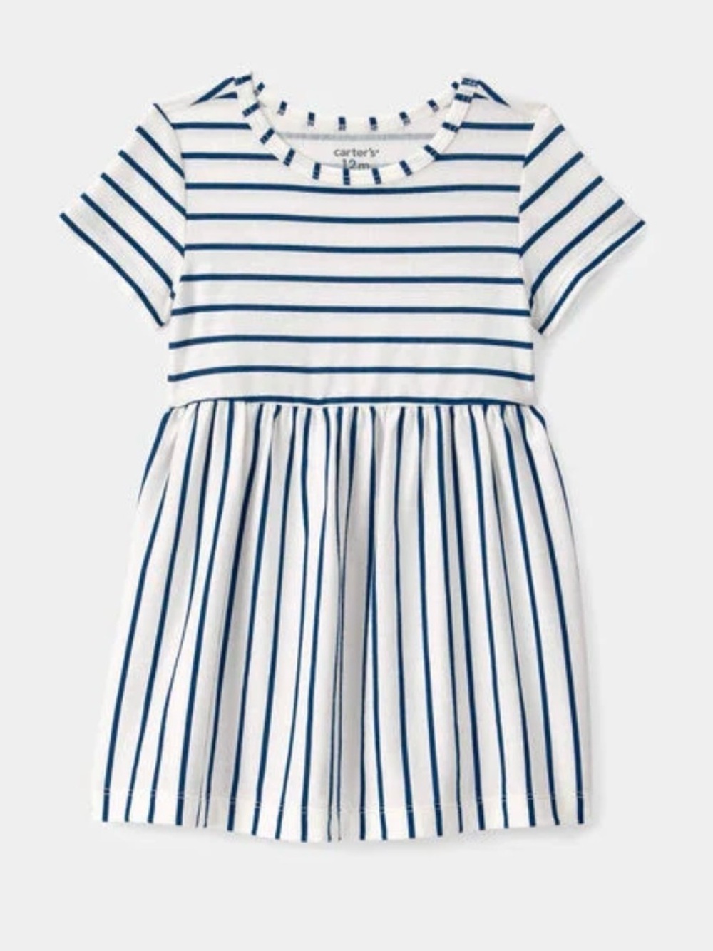 Baby Girl Striped Short-Sleeve Dress - Blue/Ivory